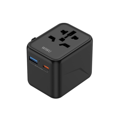Wiwu Wi-UA012 Multi-Universal TR/US/UK/AUS/EU Compatible Travel Charger Adapter 12W Black
