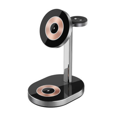 Wiwu Wi-W003 Light and Shadow 3in1 Magnetic Wireless Charging Stand with Fast Charging Black