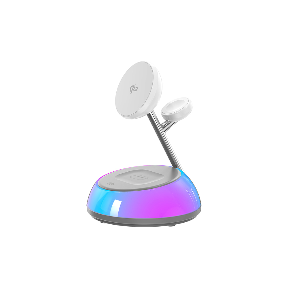 Wiwu Wi-W036 Qi2 3 in 1 Magnetic Fast Charging Wireless Charger Stand with Ambient Light 15W - 1