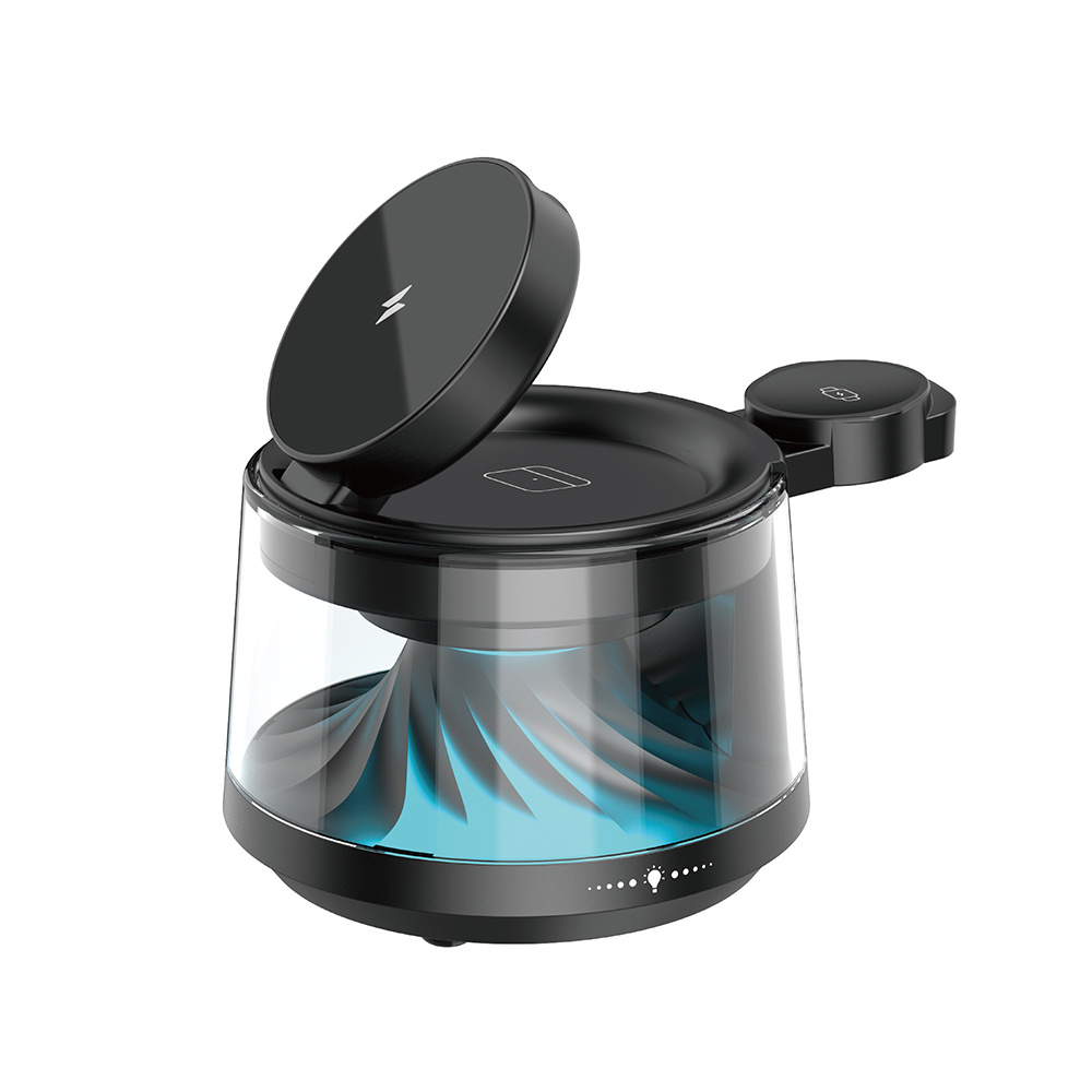 Wiwu Wi-W039 5in1 Wireless Charging Stand with Ambient Light Bluetooth Speaker 15W - 2