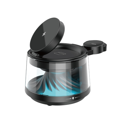 Wiwu Wi-W039 5in1 Wireless Charging Stand with Ambient Light Bluetooth Speaker 15W Black