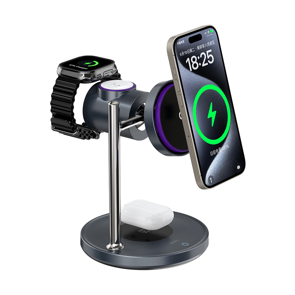 Wiwu Wi-W041 3in1 Wireless Charging Stand 25W with Qi2 Charging Technology and Active Cooling - 3