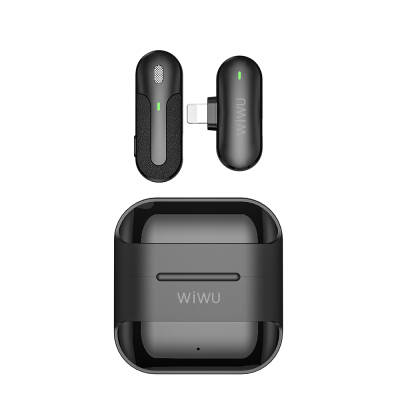 Wiwu Wi-WM001 Lightning Şarj Portlu Kablosuz Yaka Mikrofonu Siyah