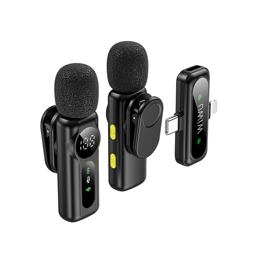 Wiwu Wi-WM007 2in1 Type-C ve Lightning Portlu ANC Özellikli Kablosuz Yaka Mikrofonu - 4