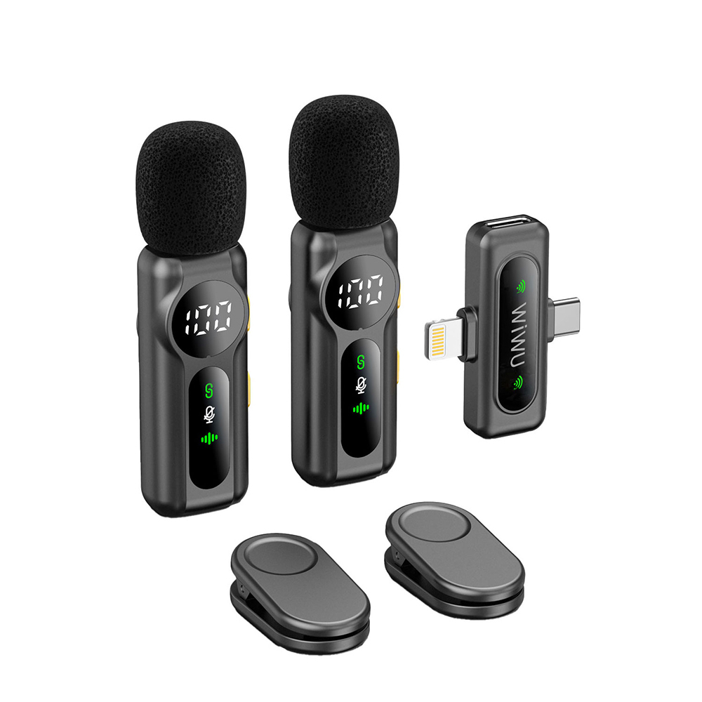 Wiwu Wi-WM007 2in1 Type-C ve Lightning Portlu ANC Özellikli Kablosuz Yaka Mikrofonu - 6