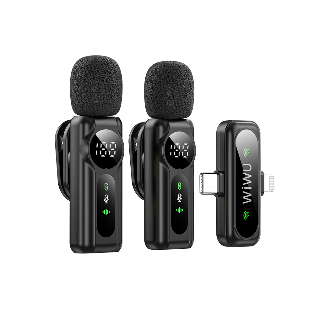 Wiwu Wi-WM007 2in1 Type-C ve Lightning Portlu ANC Özellikli Kablosuz Yaka Mikrofonu - 2