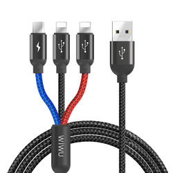 Wiwu YZ100 Dual Lightning + Micro Usb Cable Black