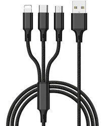 Wiwu YZ108 3 in 1 Usb Cable Black
