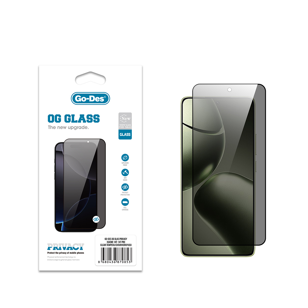 Xiaomi 14T Go Des OG Glass Privacy Antistatik Temperli Cam Ekran Koruyucu - 2