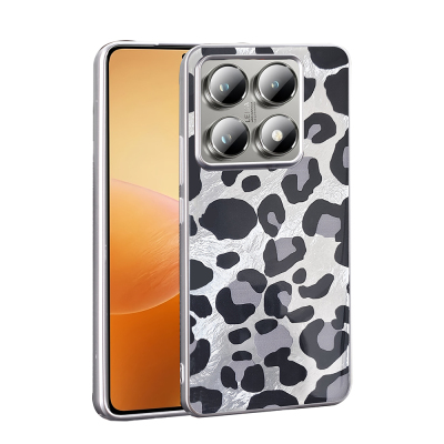 Xiaomi 14T Kılıf Desenli Zore Mep Kapak Gri Leopar