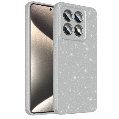 Xiaomi 14T Pro Case Camera Protection Glitter Luxury Zore Cotton Cover Silver