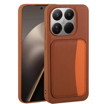 Xiaomi 15T Case with Card Holder Zore X-Card Silicone Cover Brown