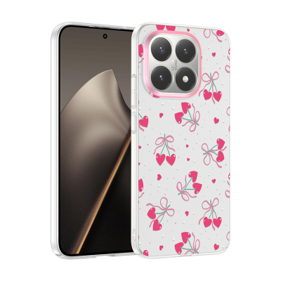 Xiaomi 15T Kılıf Kamera Korumalı Desenli Zore Klip Kapak Kalpli Kiraz