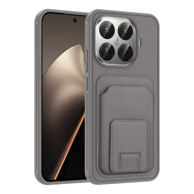 Xiaomi 15T Pro Case with Card Holder TPU Zore Bikart Cover Grey