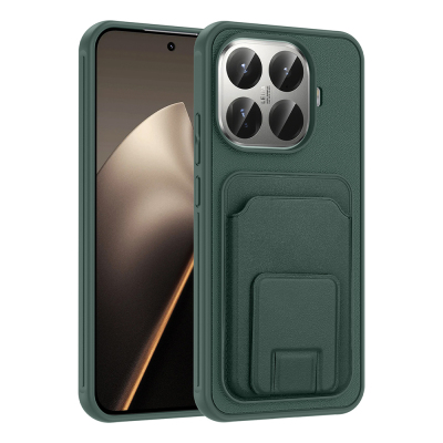 Xiaomi 15T Pro Case with Card Holder TPU Zore Bikart Cover Dark Green