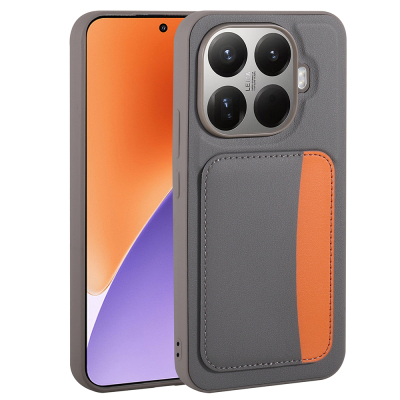 Xiaomi 15T Pro Case with Card Holder Zore X-Card Silicone Cover Dark Grey