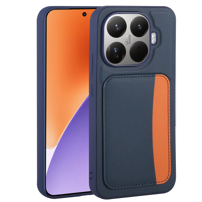 Xiaomi 15T Pro Case with Card Holder Zore X-Card Silicone Cover Navy blue