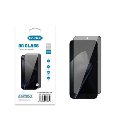 Xiaomi 15T Pro Go Des OG Glass Privacy Antistatic Tempered Glass Screen Protector Black