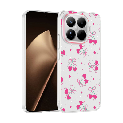 Xiaomi 15T Pro Kılıf Kamera Korumalı Desenli Zore Klip Kapak Kalpli Kiraz