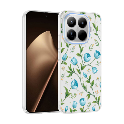 Xiaomi 15T Pro Kılıf Kamera Korumalı Desenli Zore Klip Kapak Mavi Lale