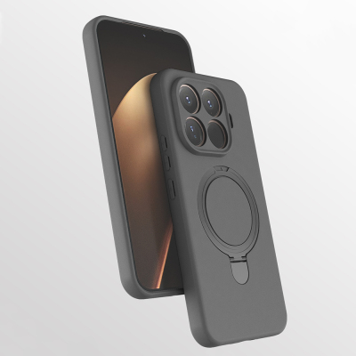 Xiaomi 15T Pro Kılıf M-safe Şarj Özellikli Standlı Zore Samara Kapak Titanyum-Gri