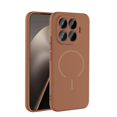 Xiaomi 15T Pro Kılıf M-safe Şarj Özellikli Zore Meta Kapak Kahverengi