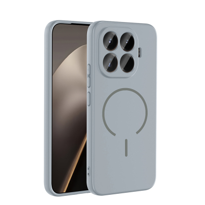 Xiaomi 15T Pro Kılıf M-safe Şarj Özellikli Zore Meta Kapak Titanyum-Gri