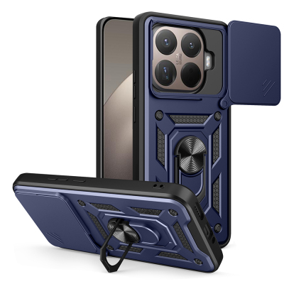 Xiaomi 15T Pro Kılıf Magnetik Standlı Kamera Korumalı Zore Sürgülü Vega Kapak Mavi