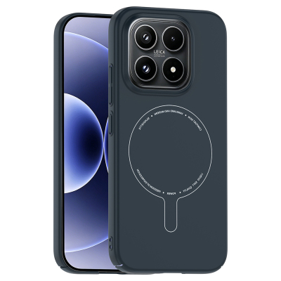 Xiaomi 17 Case with M-Safe Charging Feature and Camera Protection - Zore Elio Hard PC Cover Navy blue