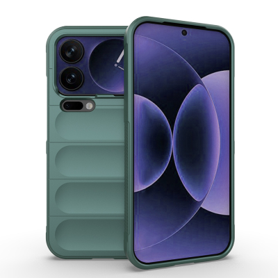 Xiaomi 17 Pro Max Case Flexible TPU Hollow Back Design Zore Ethnic Silicone Cover Dark Green