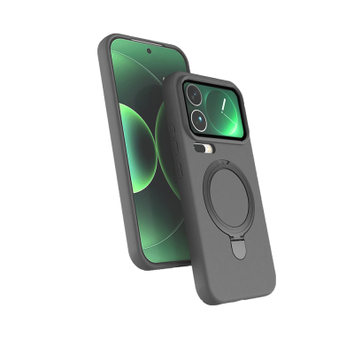 Xiaomi 17 Pro Max Case M-Safe Charging Feature Stand Zore Samara Cover Titanyum-Gri