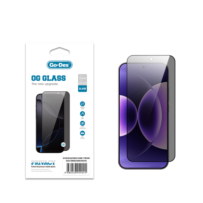 Xiaomi 17 Pro Max Go Des OG Glass Privacy Antistatik Temperli Cam Ekran Koruyucu Siyah