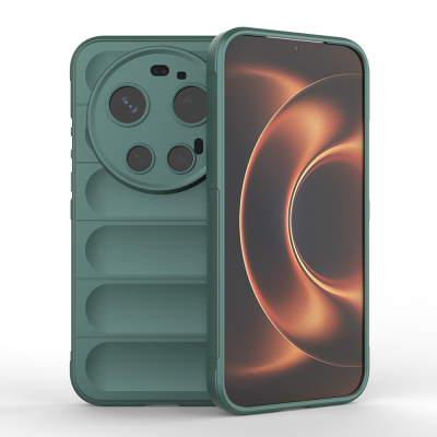 Xiaomi 17 Ultra Case Flexible TPU Hollow Back Design Zore Ethnic Silicone Cover Dark Green