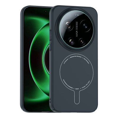 Xiaomi 17 Ultra Case with M-Safe Charging Feature and Camera Protection - Zore Elio Hard PC Cover Navy blue
