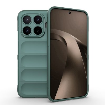 Xiaomi 17T Pro Kılıf Esnek TPU Oyuklu Arka Yüzey Tasarımlı Zore Etnik Silikon Kapak Koyu Yeşil