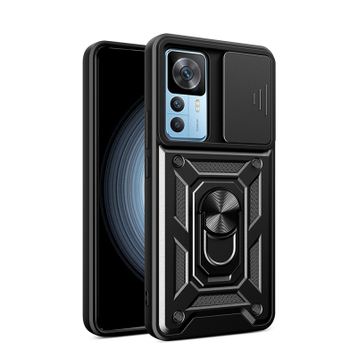 Xiaomi Mi 12T Pro Case Magnetic Stand Camera Protection Zore Sürgülü Vega Cover Black