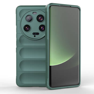 Xiaomi Mi 13 Ultra Case Flexible TPU Hollow Back Surface Design Zore Etnik Silicone Cover Dark Green