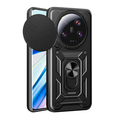 Xiaomi Mi 13 Ultra Case Magnetic Stand Camera Protection Zore Sliding Vega Cover Black