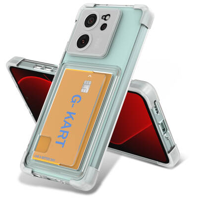 Xiaomi Mi 13T Case Airbag Designed Zore G-Card Cover with Transparent Card Holder Colorless