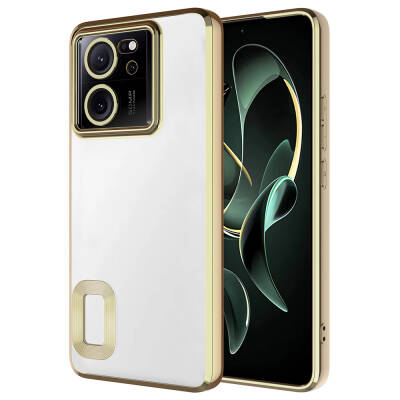 Xiaomi Mi 13T Case Camera Protection Zore Omega Cover Showing Logo Gold