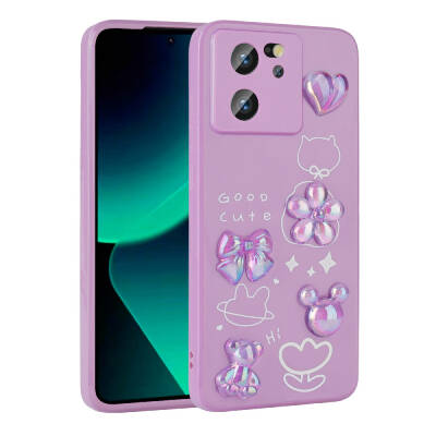 Xiaomi Mi 13T Case Relief Figured Shiny Zore Toys Silicone Cover Purple