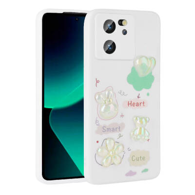 Xiaomi Mi 13T Case Relief Figured Shiny Zore Toys Silicone Cover White