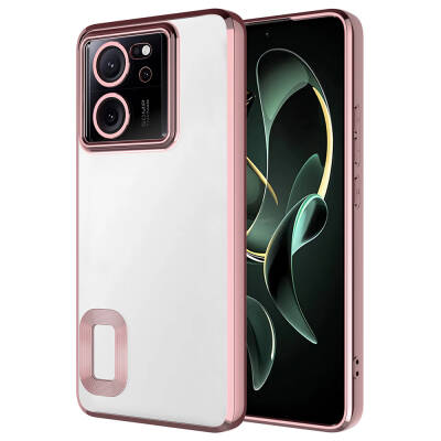 Xiaomi Mi 13T Pro Case Camera Protection Zore Omega Cover Showing Logo Rose Gold