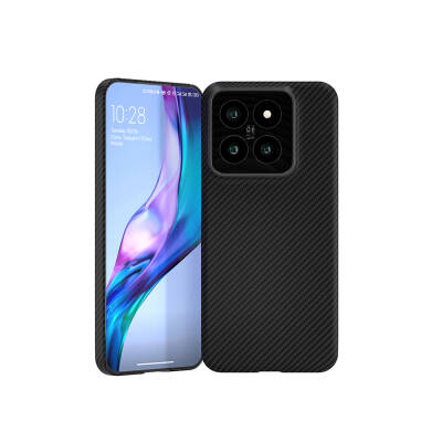 Xiaomi Mi 14 Kılıf M-safe Şarj Özellikli 600D Zore Krek Karbon Kapak Siyah