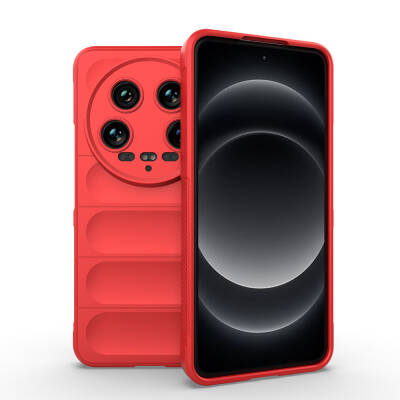 Xiaomi Mi 14 Ultra Case Flexible TPU Hollow Back Surface Design Zore Etnik Silicone Cover Red