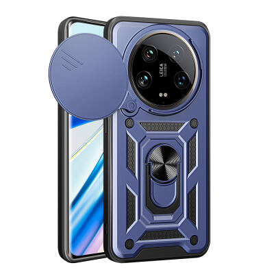 Xiaomi Mi 14 Ultra Case Magnetic Stand Camera Protection Zore Sliding Vega Cover Blue