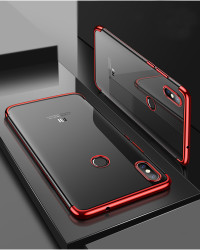 Xiaomi Mi 8 Kılıf Zore Dört Köşeli Lazer Silikon Kapak Kırmızı