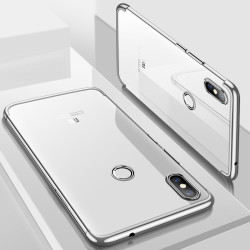 Xiaomi Mi 8 Kılıf Zore Dört Köşeli Lazer Silikon Kapak Gri
