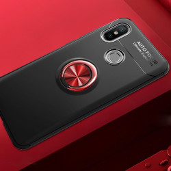 Xiaomi Mi 8 Kılıf Zore Ravel Silikon Kapak Siyah-Kırmızı