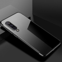 Xiaomi Mi 9 Kılıf Zore Dört Köşeli Lazer Silikon Kapak Siyah